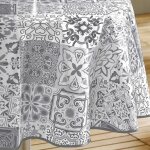 Nappe - toile cirée ronde - diamètre 160 cm - persane, mosaïque - gris Nappe - toile cirée ronde - diamètre 160 cm - persane, mosaïque - gris