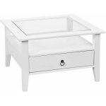 Altobuy - natur - table basse carrée bois massif vernis blanc et verre Altobuy - natur - table basse carrée bois massif vernis blanc et verre