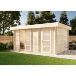 Carlsson ? abri de jardin en bois 28 mm ? dimensions 510 x 359 cm ? hauteur 211 / 234 cm ? porte double ...