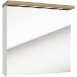 Naturel armoire murale avec porte, miroir int�gr� stilla + led 60x60x20 cm, prise 220v, blanc (stillae06017) ...