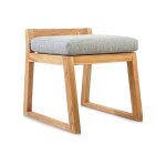 Naturel - chaise de table ext�rieur en teck massif, 50x59. 5x56 cm, avec coussins gris perl�, sans dossier ...