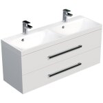 Naturel - meuble de salle de bain avec double vasque cube way 120x40 cm blanc brillant (cube2120zbl)
