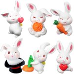 Nazalus - vente 6pcs mini d�coration lapin r�sine, miniature lapin ornement p�ques lapin jardin miniature ...