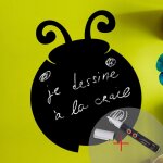 Nc - sticker ardoise tableau noir - stickers muraux adhsif effaable - coccinelle + craie liquide bla ...