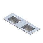 Nemo start taz plan lavabo avec 2 vasques 140x50x2cm marbre min�ral avec trop - plein et 2 trous de robinet ...