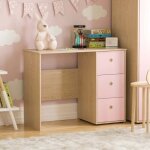 Neptune bureau informatique avec 2 tiroirs et Étagères table coiffeuse h 70, 5 x l 91, 3 x p 40 cm, rose ... Neptune bureau informatique avec 2 tiroirs et Étagères table coiffeuse h 70, 5 x l 91, 3 x p 40 cm, rose ...