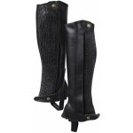 S, nero: gu�tres en cuir avec soufflet �lastique et zip arri�re profil en cuir