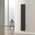 [neu. haus] - radiateur  panneaux double nore 1122 w acier 180 x 30 x 7 cm noir