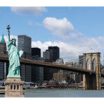 Ag art - new york, rideau imprims statue de la libert, pont de brooklyn et building 180x160 cm, 2 pices ...