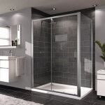 Hppe - next - porte de douche 140 cm en verre transparent avec porte coulissante + profils chroms ...