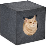 Niche carre pour votre chat ou petit chien, en feutre, pliable, h x l x p : 33 x 33 x 33 cm, anthracite ...