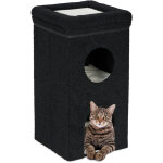 Niche pour chat, maison pliable, 3 niveaux, cachette avec griffoir, h x l x p : 76 x 40 x 40 cm, noire ...