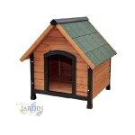 Niche pour chien en bois extrieur, avec toit pointu rabattable en bitume rsistant 77x88x79 cm