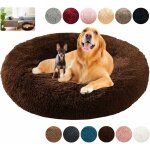 Niche pour chien et chat en peluche ronde pour animal domestique, lit d'hiver pour chien, marron, 60 ...
