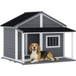 Niche pour chien ext�rieur - pawhut - terrasse et toit bitum�, pour chien de taille moyenne et grande ...