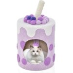 Costway - niche maison pour chat d'int�rieur, petit condo pour chat avec balle en peluche, arbre � chat ...