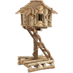Nichoir � oiseaux d�coration maison � oiseaux en bois sur pied � poser villa fait main, nature - relaxdays ...