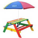 Nick table pique nique avec parasol multicouleur 95 x 97 x 48 cm - table de pique nique enfant pour le ...