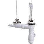 Vidage complet plastique nicoll c5911 pour �viers inox 2 cuves per�age 50mm