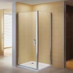 Saniverre - niky cabine porte de douche d'angle h 195 cm verre 8 mm transparent 100 x 90 cm (porte 100) ...