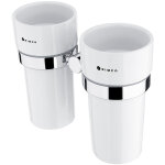 Nimco - unix - coupelles pour brosse � dents et dentifrice avec support, c�ramique blanche / chrome un ...