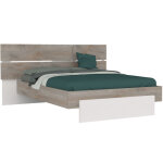 Nino light - lit 160x200cm blanc et effet bois clair avec leds