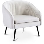 Mobilier deco - ninon - fauteuil cabriolet en velours pliss beige pieds en mtal noir