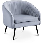 Mobilier deco - ninon - fauteuil cabriolet en velours pliss gris pieds en mtal noir