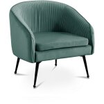 Mobilier deco - ninon - fauteuil cabriolet en velours pliss vert d'eau pieds en mtal noir