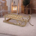 Ecd germany traneau dcoratif avec led de nol 50, 5x13, 5x23, 5 cm - dcoration en bois marron - ornament ...