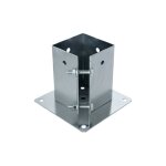 Pied de poteau fendu carr� galvanis� � visser - avec serrage sur un angle - 102 x 150 x 2, 0 mm