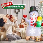 Nol bonhomme de neige gonflable avec lumineux led pieux de cordes fixes, decoration nol exterieur de ...