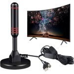 (noir)antenne tv int�rieur puissante tnt, 360�antenne tv int�rieure 50km longue port�e, high gain vhfuvffm ...