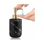 (noir) distributeur de savon 300 ml texture marbre c�ramique pompe de savon pour les mains distributeur ...