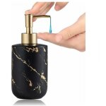 (noir) distributeur de savon 300 ml texture marbre c�ramique pompe de savon pour les mains distributeur ...