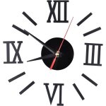 Noir horloge murale design moderne auto - adh�sif, horloge 3d horloge silencieuse, petite horloge ronde ...