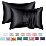Noir)lot de 2 taie d'oreiller satin 50x75cm, similaire ŕ la taie d'oreiller en soie - csparkv Noir)lot de 2 taie d'oreiller satin 50x75cm, similaire ŕ la taie d'oreiller en soie - csparkv