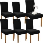 (noir)lot de 6 housses de chaise de salle � manger imperm�ables de qualit� sup�rieure, �lastiques, hautes, ...