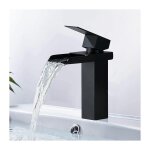 Ensoleille - noir robinet cascade mitigeur de lavabo mono - trou robinetterie lave - mains avec levier ...