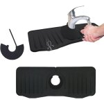 Noir tapis de robinet, tapis de �vier drainage en silicone, anti �claboussures plateau pour poign�e de ...