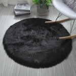 Noir, tapis rond, tapis moelleux pour salon et chambre � coucher, lavable en machine, tapis en peluche ...