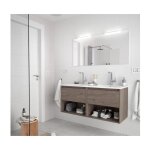 Meuble de salle de bain suspendu nova 120 cm en bois de chne ternit avec lavabo intgr - 120 cm avec ...