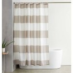 Norcks rideau de douche rayures taupe avec 12 crochets, beige rideau en tissu rsistant  la moisissure ...