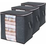 Sac de rangement vetement lot de 3, non - tiss� sac boite tissu de rangement grande sous lit �pais pliables ...