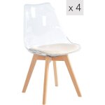 Nordlys - lot de 4 chaises de salle a manger scandinaves pieds bois transparent