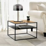 [en. casa] - table basse carr�e quinisut avec espace de stockage noir effet bois