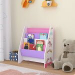 [en. casa] - bibliothque fisterra pour enfant avec 4 compartiments ouverts blanc / violet / rose