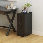 Caisson de bureau kkar  roulettes avec 5 tiroirs 69 x 28 x 41 cm noir [en. casa]