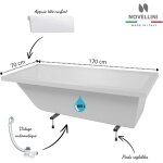 Novellini - pack baignoire rectangulaire calos 2. 0 avec pieds + repose tte + vidage dimensions 170x70 ...