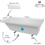 Novellini - pack baignoire rectangulaire calos 2. 0 avec pieds + repose tête + vidage dimensions 170x75 ... Novellini - pack baignoire rectangulaire calos 2. 0 avec pieds + repose tête + vidage dimensions 170x75 ...